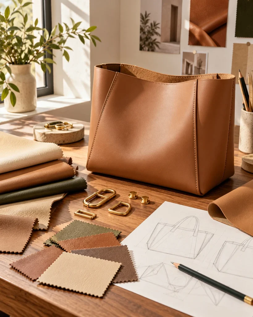 Zhenova bag design studio table