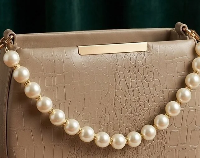 The Pearl Croco Handbag - Brown