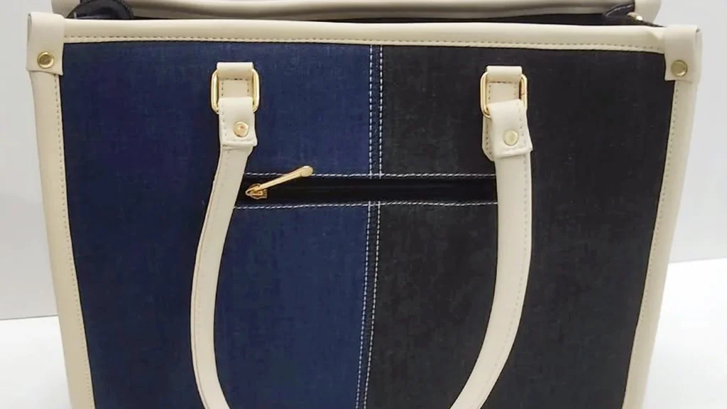 The Denim Tote - Cream handle, back pocket
