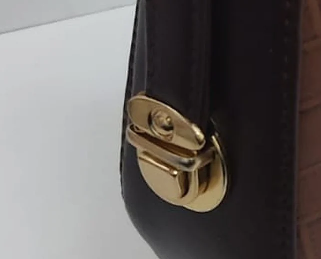 The Checked Moon Bag - Gold twist lock